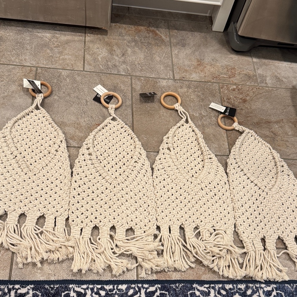 Handmade Macrame Plant Hangers with Wooden Rings